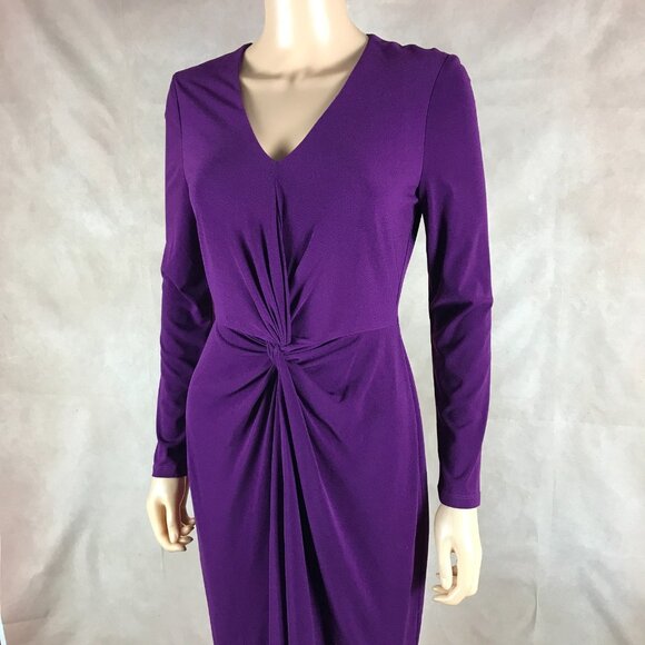 London Times Center Front Twist Sheath Dress Purple Size 2 - Picture 3 of 6